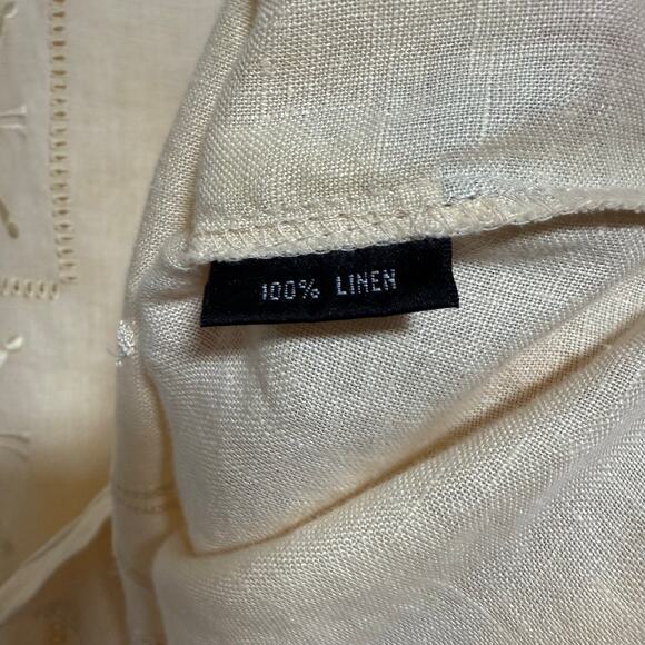 Metafuori Men's 100%Linen Light Yellow Embroidered Button Down Shirt Size Large - Picture 10 of 14